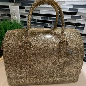 Furla Candy Gold Glitter Jelly Handbag